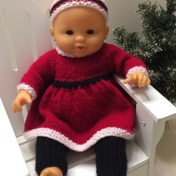 Christmas Dress, Leggings, and Headband Pattern for 14"=15" soft bodied baby doll