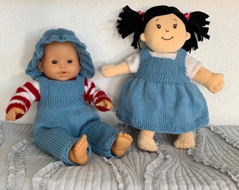 14"-15" Baby Doll Denim Set - Overalls, Jumper, Sun Hat, Onesie in Two Lengths