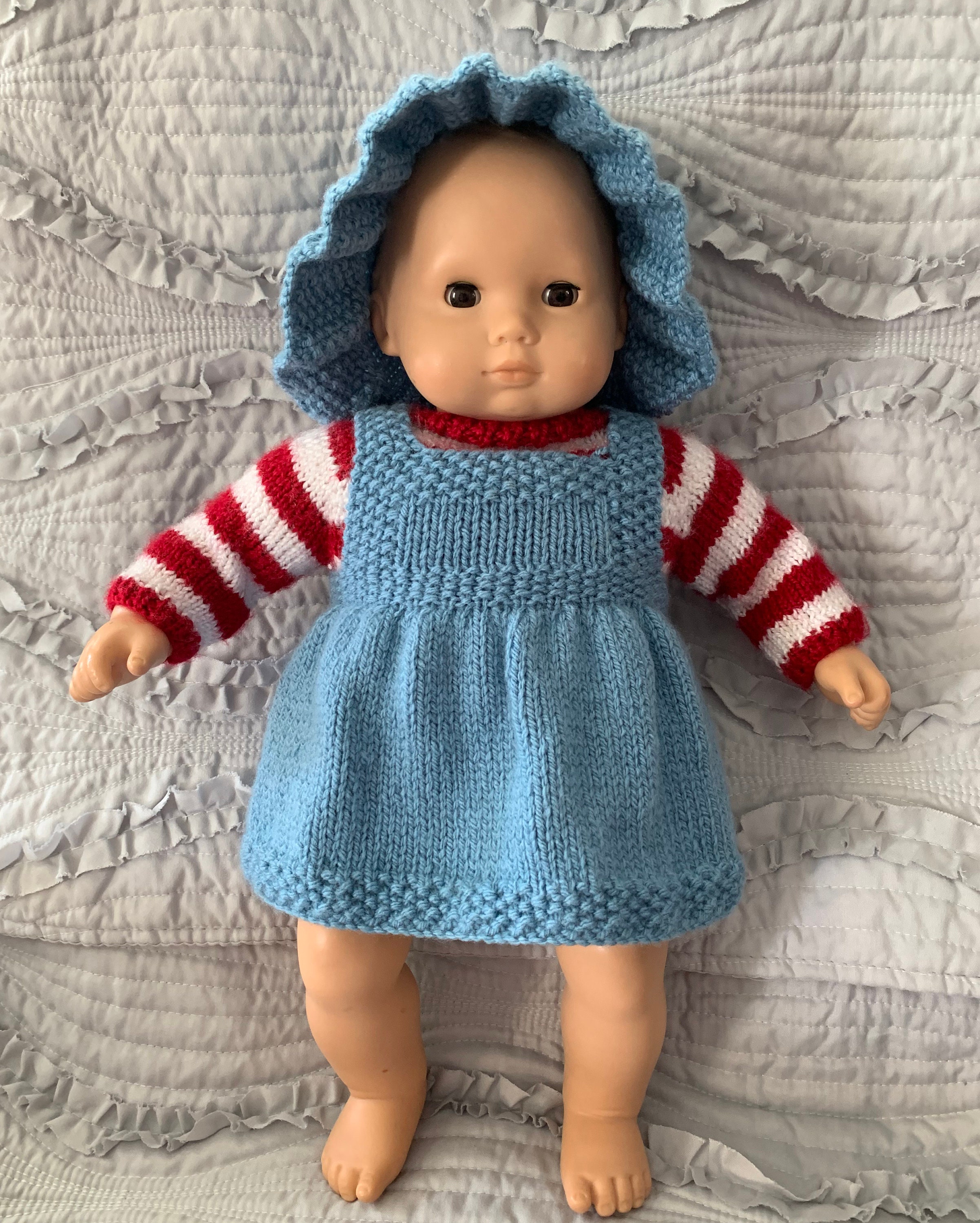 1415 Baby Doll Denim Set Overalls, Jumper, Sun Hat, Onesie in Two