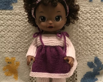 Knit Dress with Shoulder Ties and Leggings Pattern  for Baby Alive®