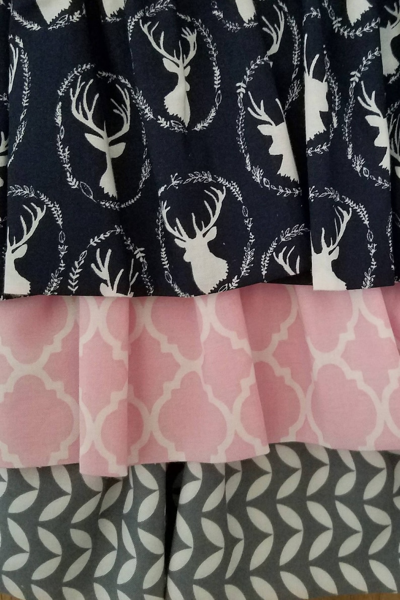 Pink /& Navy Elk Head Ruffled Tote Bag