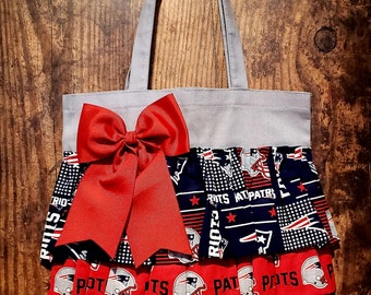 SALE ** New England Patriots Inspired Ruffled Tote