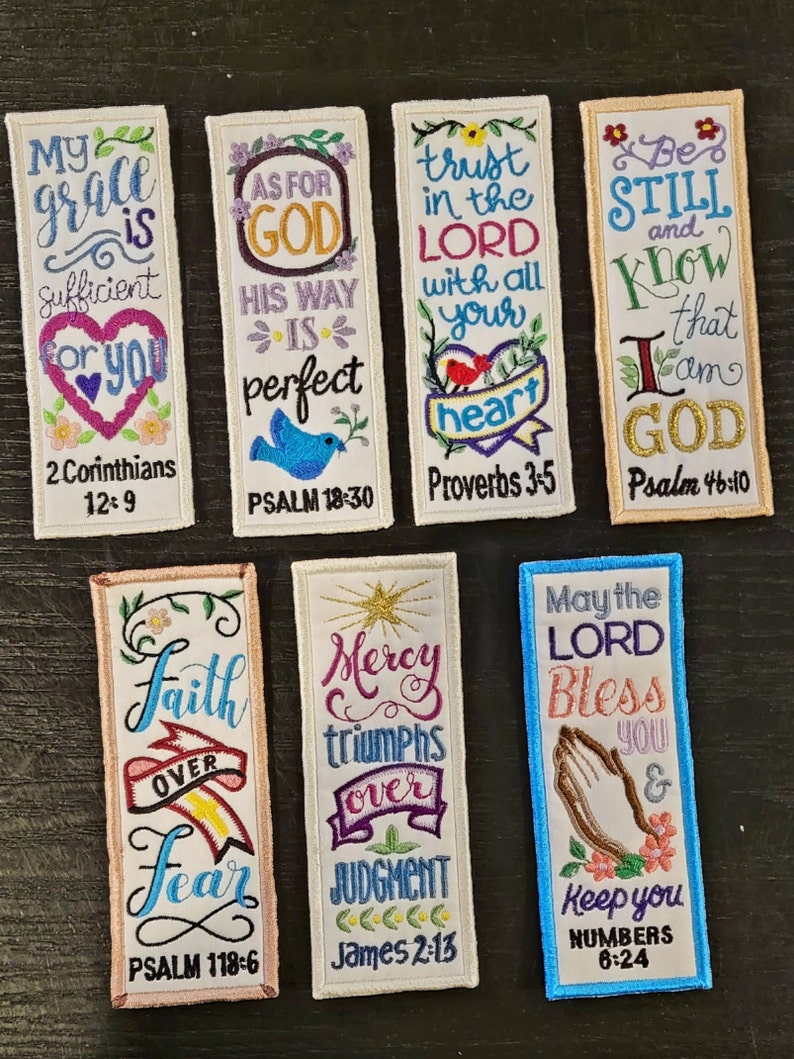 Scripture Embeded Bookmarks Embroidered Scripture Bookmark: Religious Gift, Words of Encouragement ...