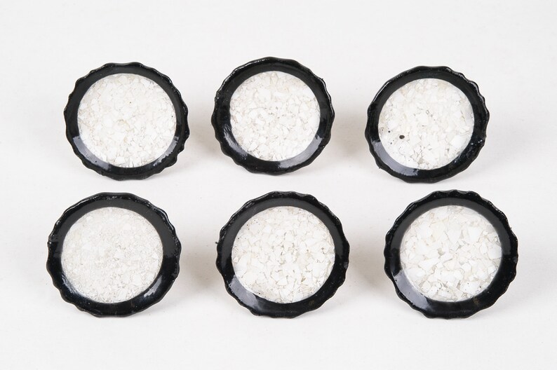 Drawer handles rosettes, eggshell embedding, terrazzo look, with black rim, set of 6 B - 6 pcs.