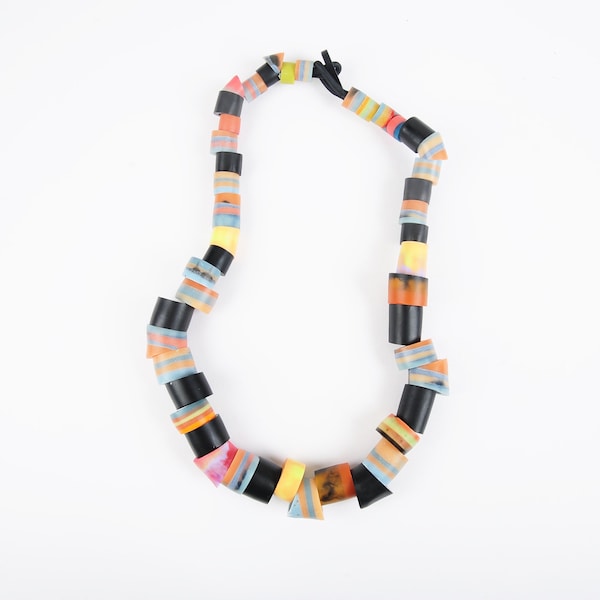 Chunky necklace, resin tube beads