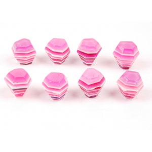 Drawer knobs, "diamonds", pink striped, hand made of resin, 8 pieces available
