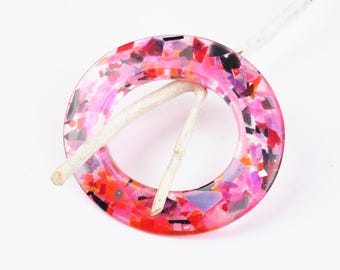 Oval bangle, translucent with terrazzo pattern, Ø 2.67 inch / 6,8 cm, fits L