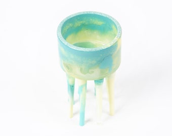 Decorative bowl jewelry tray XS with legs, lime green-pastel yellow