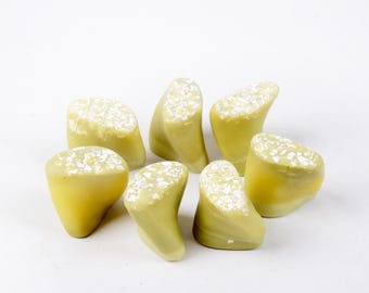 Drawer handles "terrazzo 2", olive, matte finish, handmade of resin, set of 8