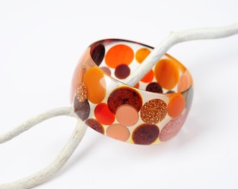 Bangle "floating dots", orange-pink-brown, 6.8 cm Ø