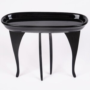 Oval dish on 8 slim legs, S, black image 10