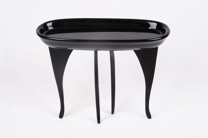 Oval dish on 8 slim legs, S, black image 10