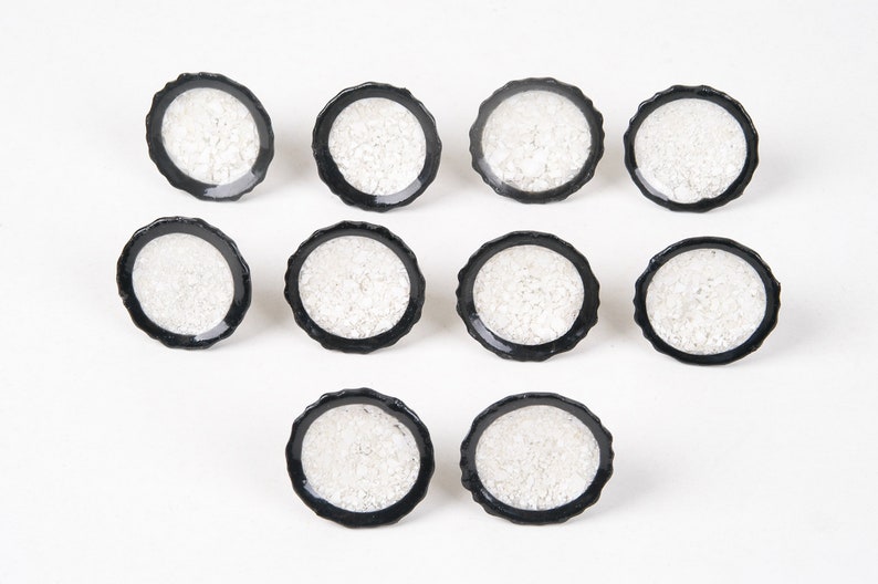 Drawer handles rosettes, eggshell embedding, terrazzo look, with black rim, set of 6 A + B - 10 pcs.