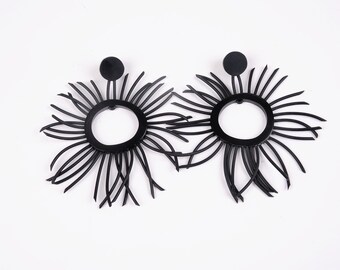 DARK fringe loop earrings