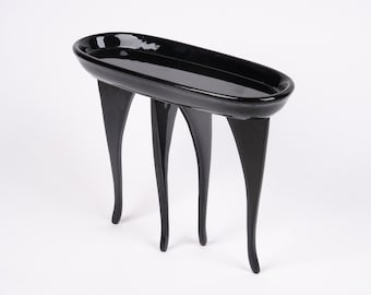 Decorative bowl S with four baroque feet, black
