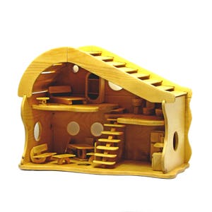 Handmade Wooden Dollhouse with Furniture image 2