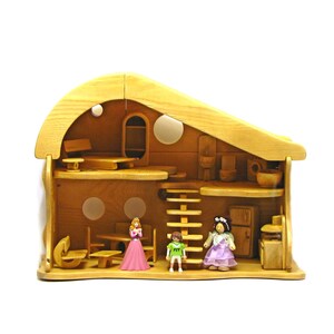 Handmade Wooden Dollhouse with Furniture image 4