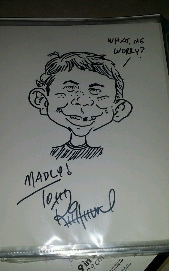Cartoonist Tom Richmond Autograph Signed Mad Magazine Original Sketch 8x10 Rare Sketch Signed Autograph Drawing With Coa Free Print