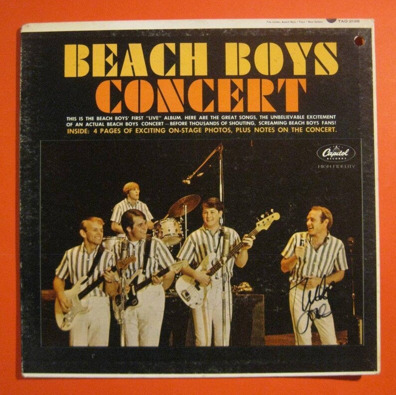 The Beach Boys Concert Album Signed by Mike Love Lp AUTOGRAPH Signature Vinyl Record Autogragphed Signed Lp Record Album