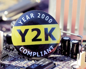 Y2K COMPLIANT Retro Computing Inspired 1.25&quot; Pinback Button