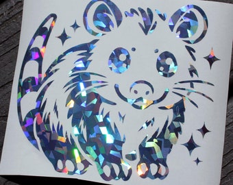 Silver Holographic Possum Vinyl Decal