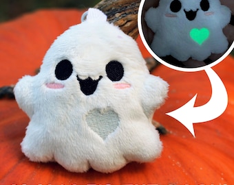Glow in the Dark Ghost Plush Keychain: Handmade Minky Charm