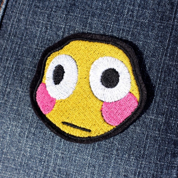 Flushed Cursed Emoji Embroidered Iron-on Patch 