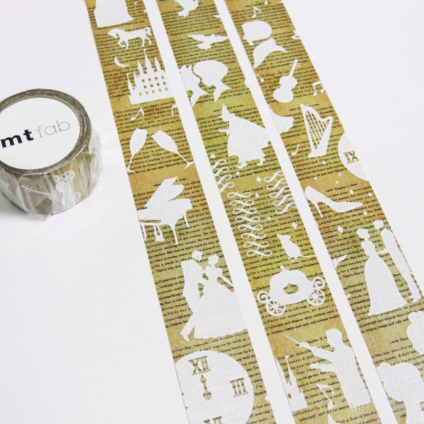 Fairy Tale mt fab Japanese Washi Masking Tape, Cinderella, 2.5cm x 3m (1 inch x 3.3 yards) [MTSC1P02]