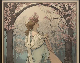 Le Belle Femme  | New Art Nouveau | Mucha Print | Goddess Decor | Art Nouveau Print | New Art Nouveau | Cottagecore Art |