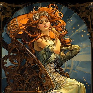 Celtic Princess Art | New Art Nouveau | Mucha Print | Goddess Decor | Art Nouveau Print | New Art Nouveau | Cottagecore Art | Art Deco |