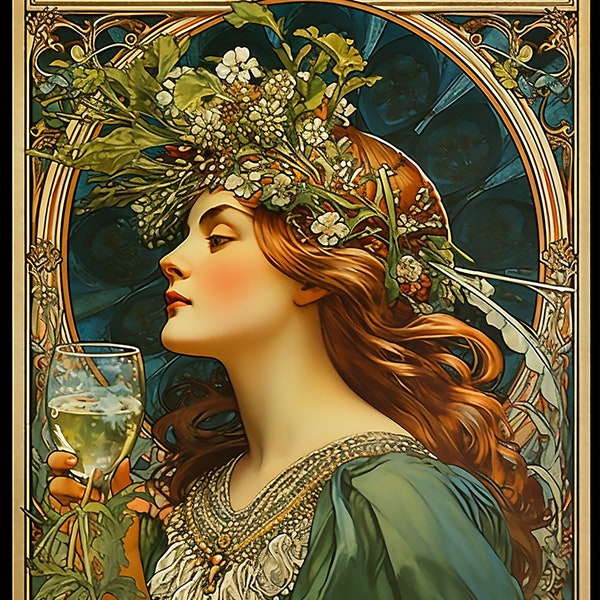 Celtic Beer Poster | New Art Nouveau | Mucha Print | Cottagecore Decor | Art Nouveau Print | New Art Nouveau | Cottagecore Art | Pub Style