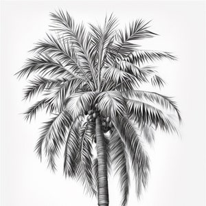 Original Palm Tree Print | Tree Art Decor| Vintage Tree Drawing |  | landscape drawing print | Vintage Tree Print | Minimalist Wall Art
