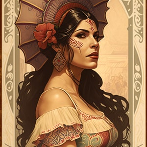 Mexican Woman Art | Mexican Art Print |  Spanish Art Prints | Mexican Wall Art | Mexican Art Deco | Mexican Poster Art | Spanish Art