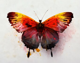 Abstract Butterfly Watercolor Print: Insect Wall Art (Digital Download)