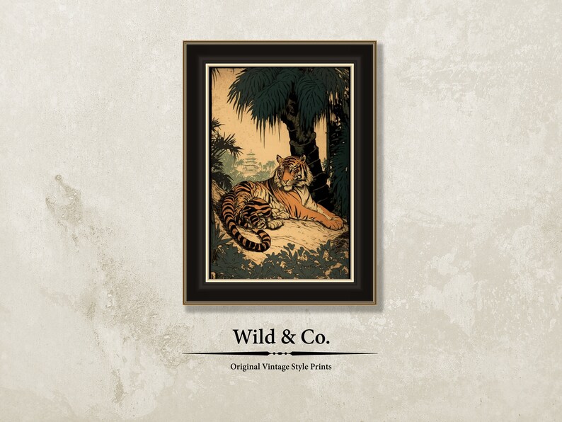 Vintage Tiger Art Print | Jungle Animal Poster (digital Download) - Etsy