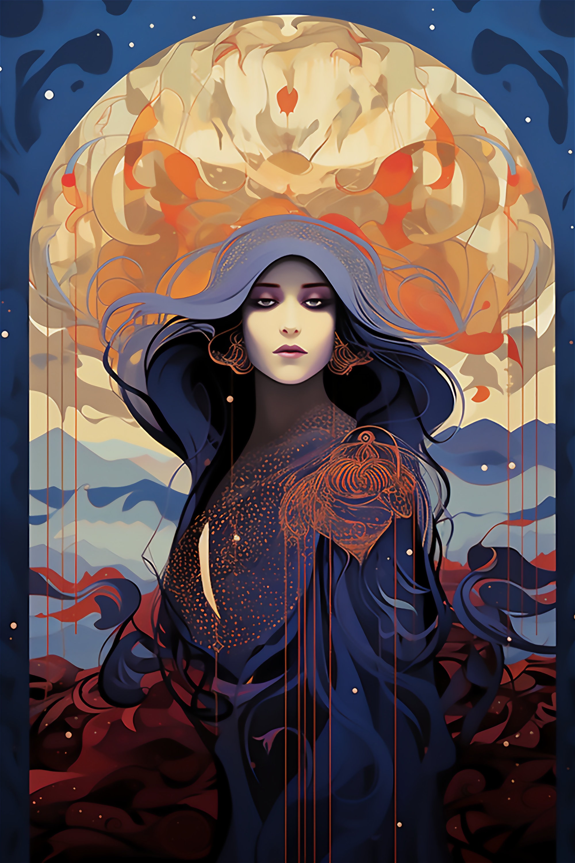 The Queen of Purple Art Nouveau Mucha Print Decor Prints Art Nouveau