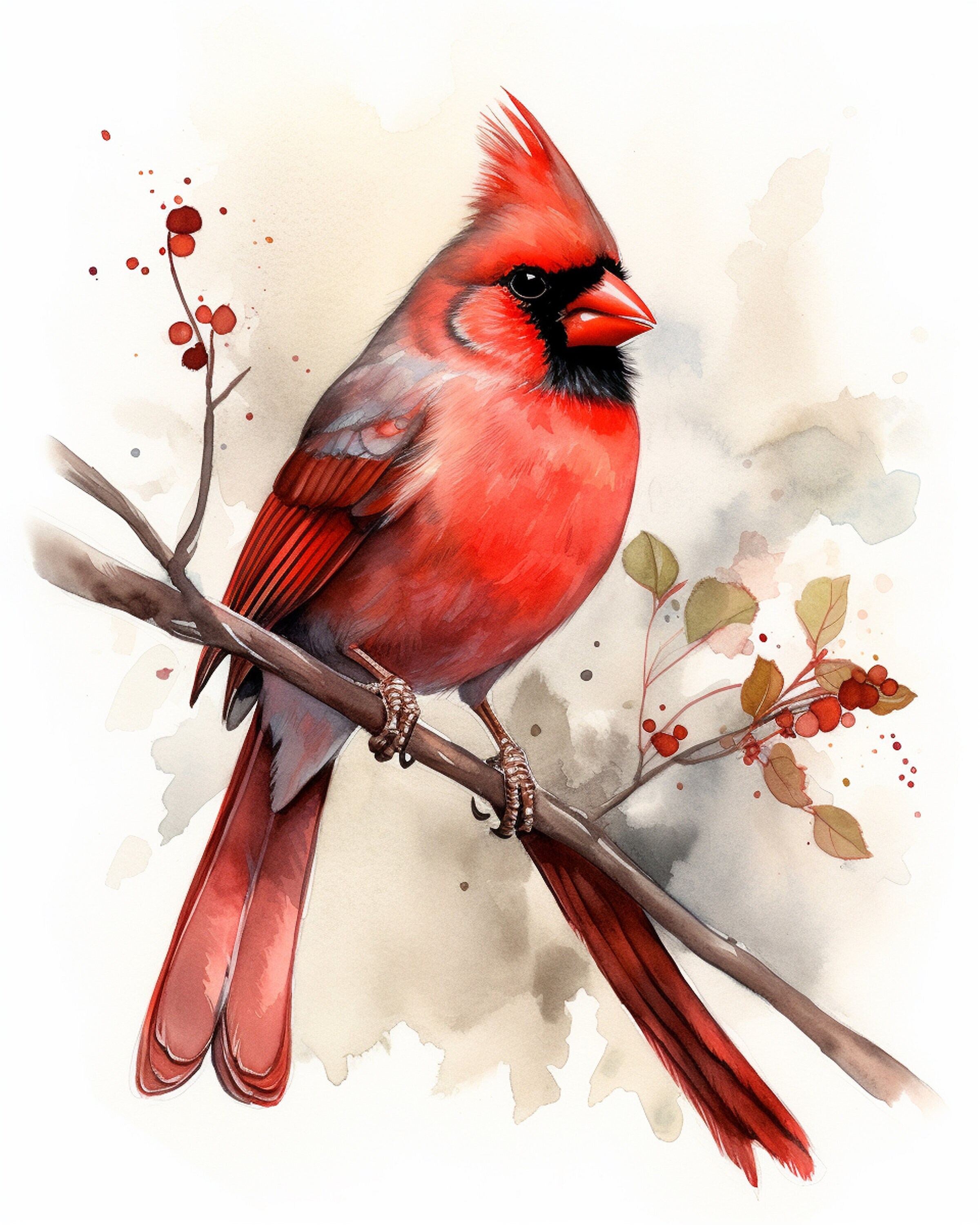 Northern Cardinal | Cardinal Bird Art Print | Watercolor Bird Print | Cardinal Print | Watercolor Cardinal Print | Bird Wall Art