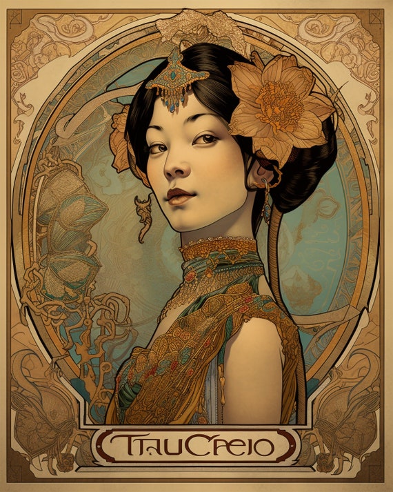 Divine Feminine Art Print | New Art Nouveau | Mucha Print | Goddess Decor | Art Nouveau Print | New Art Nouveau | Cottagecore Art |