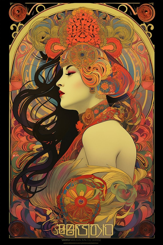 Vintage Art Nouveau Poster | Beautiful Goddess Art Print | Original Mucha Print for Home and Office Decor | Art Nouveau Download | Vintage