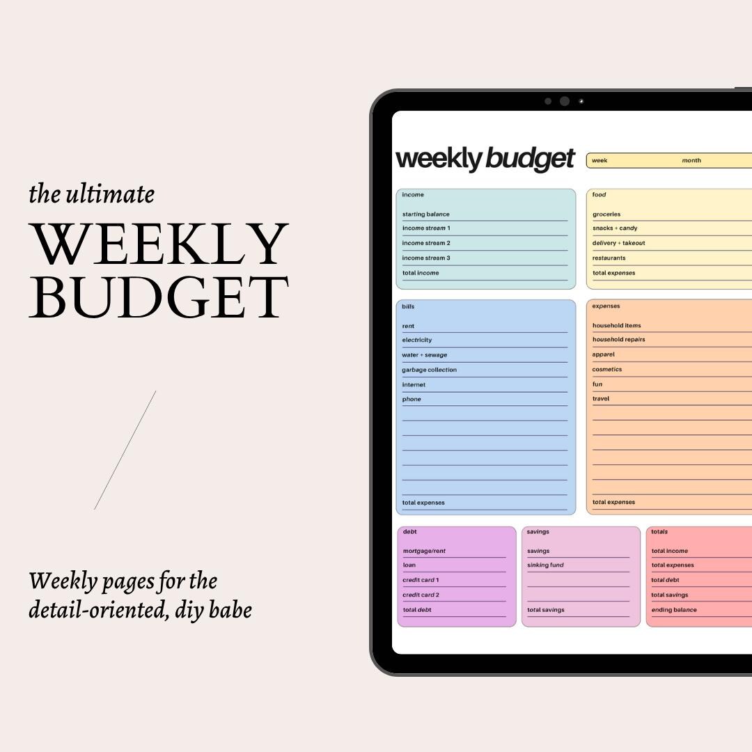 Weekly Budget Tracker | Printable Soft Budget Planner | Income ...