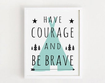Baby Boy Quotes Sayings Printable Nursery Art Poster Courage Etsy