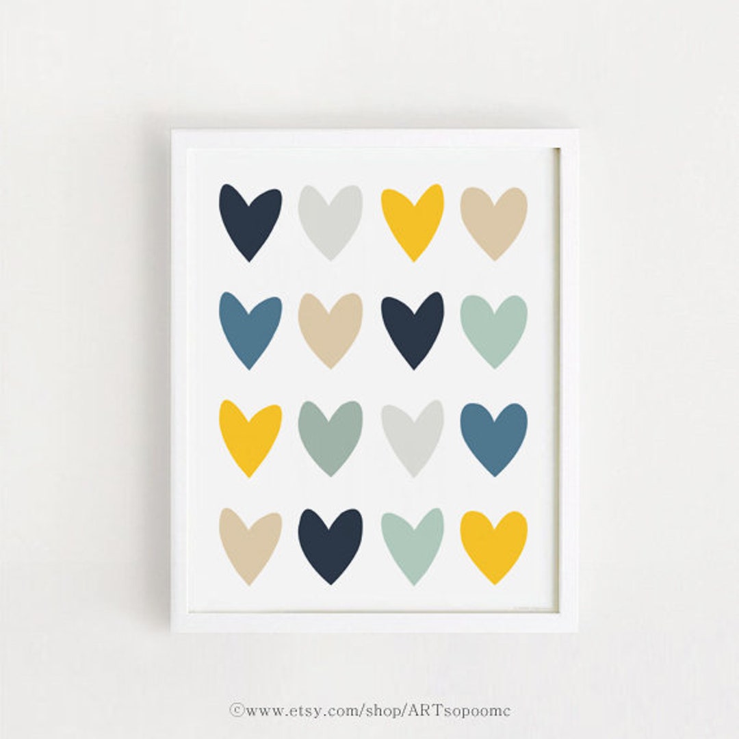 INSTANT DOWNLOAD - Heart Poster Printable Baby Room Wall Art Cute Kids ...
