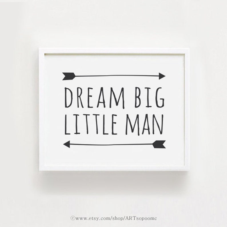 Printable landscape quotes Poster Dream big little man Black | Etsy