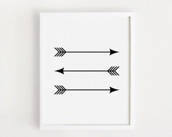 Printable Arrow art print home decor poster living room Decor Minimalist wall Art DIY Black and white INSTANT DOWNLOAD 8x10