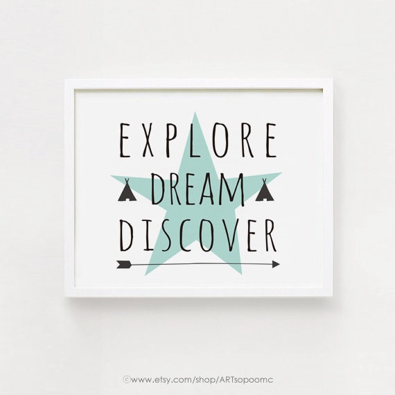 typography print motivational printable poster educational print Explore dream discover print wall decor printable quote