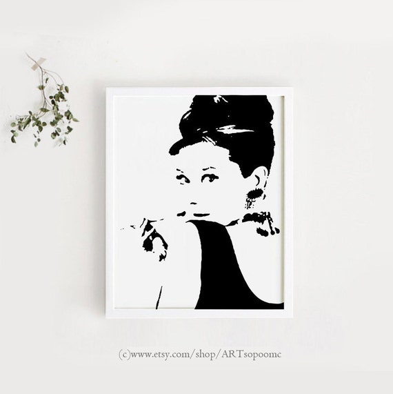 Audrey Hepburn Wall Art Printable Art Poster Black And White Etsy