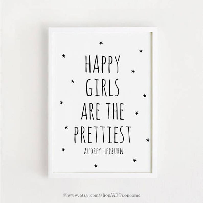 Printable Nursery wall art Quote Girls room art Happy girls Etsy