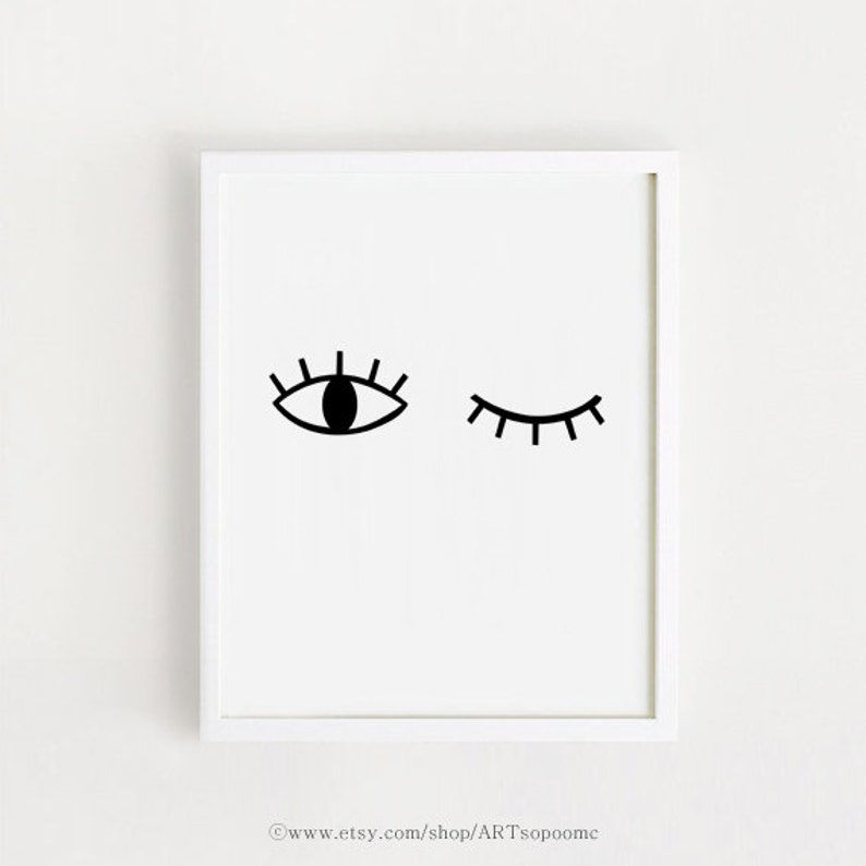 Eye art printable Print baby room deco download Scandinavian art Wall decal Black and white Minimalist bebe poster 50x70 Digital INSTANT