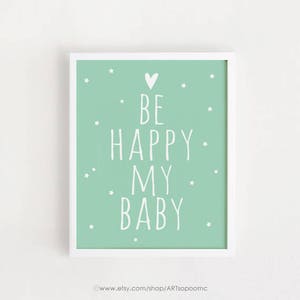 Printable Nursery Art Set of 3 Poster Baby Room Wall Art Gray and Mint ...