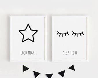 Good Night Sleep Tight Printable Art, Motivational Quote Print, Nursery ...